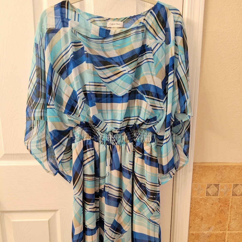 Calvin Klein blue flowy dress
